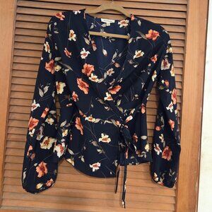 Navy Blue floral blouse